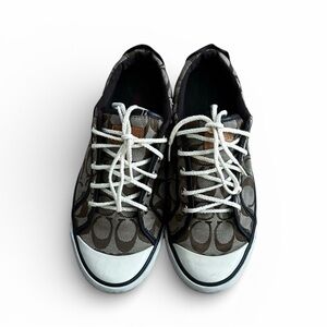 Coach Barrett Signature Sneakers Brown Tan Logo Canvas Shoes Women’s 9